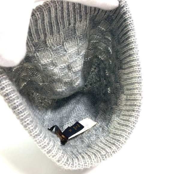 LOUIS VUITTON Damier Beanie fashion accessories/apparel Knit hat wool gray - Picture 9 of 13
